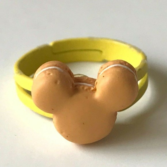 Disney Mickey Mouse Ears Ring Size 5 6 7 Macaroon Snacks Peach Yellow - Picture 1 of 8